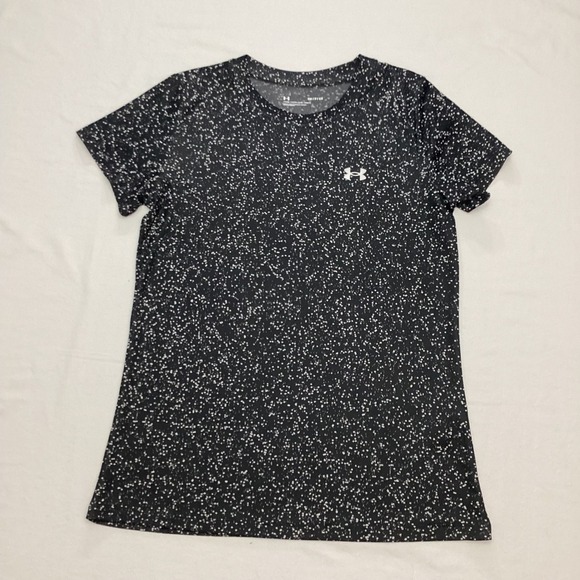 Under Armour Women's Small Black Speckled Loose Fit Short Sleeve Top - Picture 1 of 6